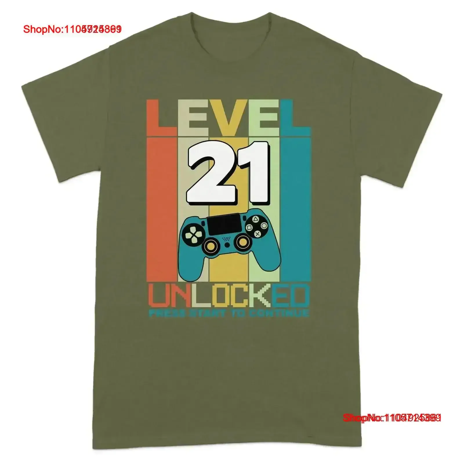 Gaming T Shirt Level 21 Unlocked Birthday Video Game Funny Gamer vintage Washed Slightly Stretched fashion Versatile Casual