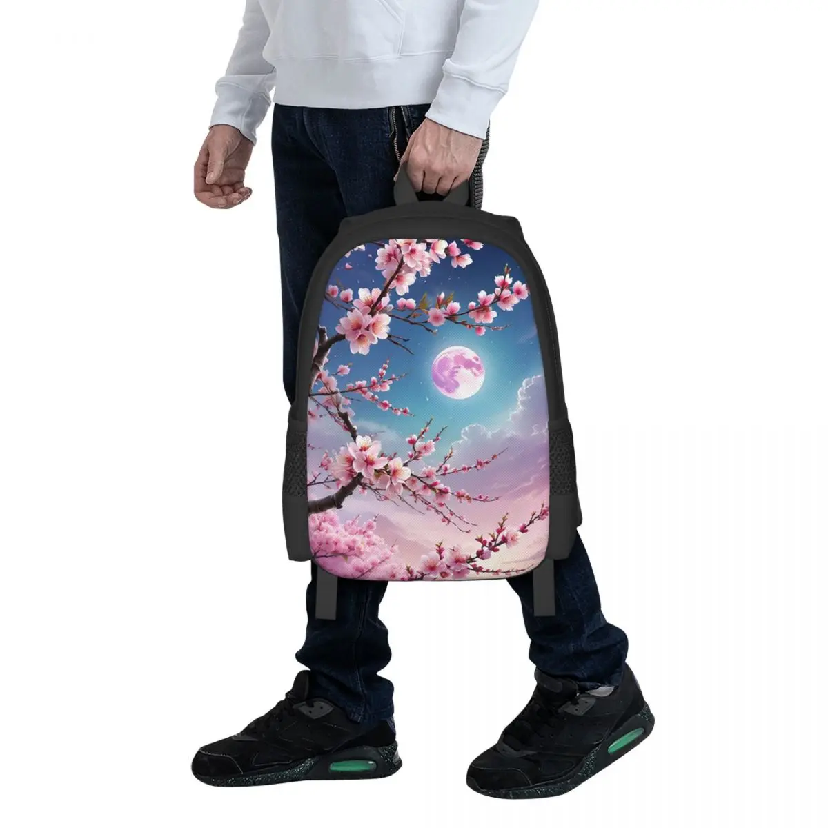 Sakura Cherry Blossom Japanese Flowers Student Backpack School Bag Hiking Travel Daypack for Boys Girls Bookbag Shoulder Bags