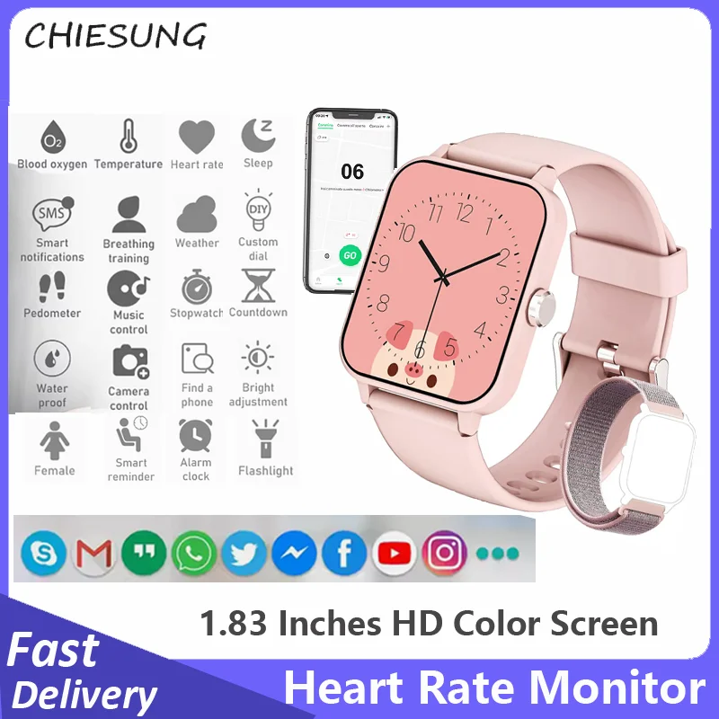 New adult smart watch Women Men heart rate blood pressure 100+ sports modes fitness tracker bluetooth call smartwatch man