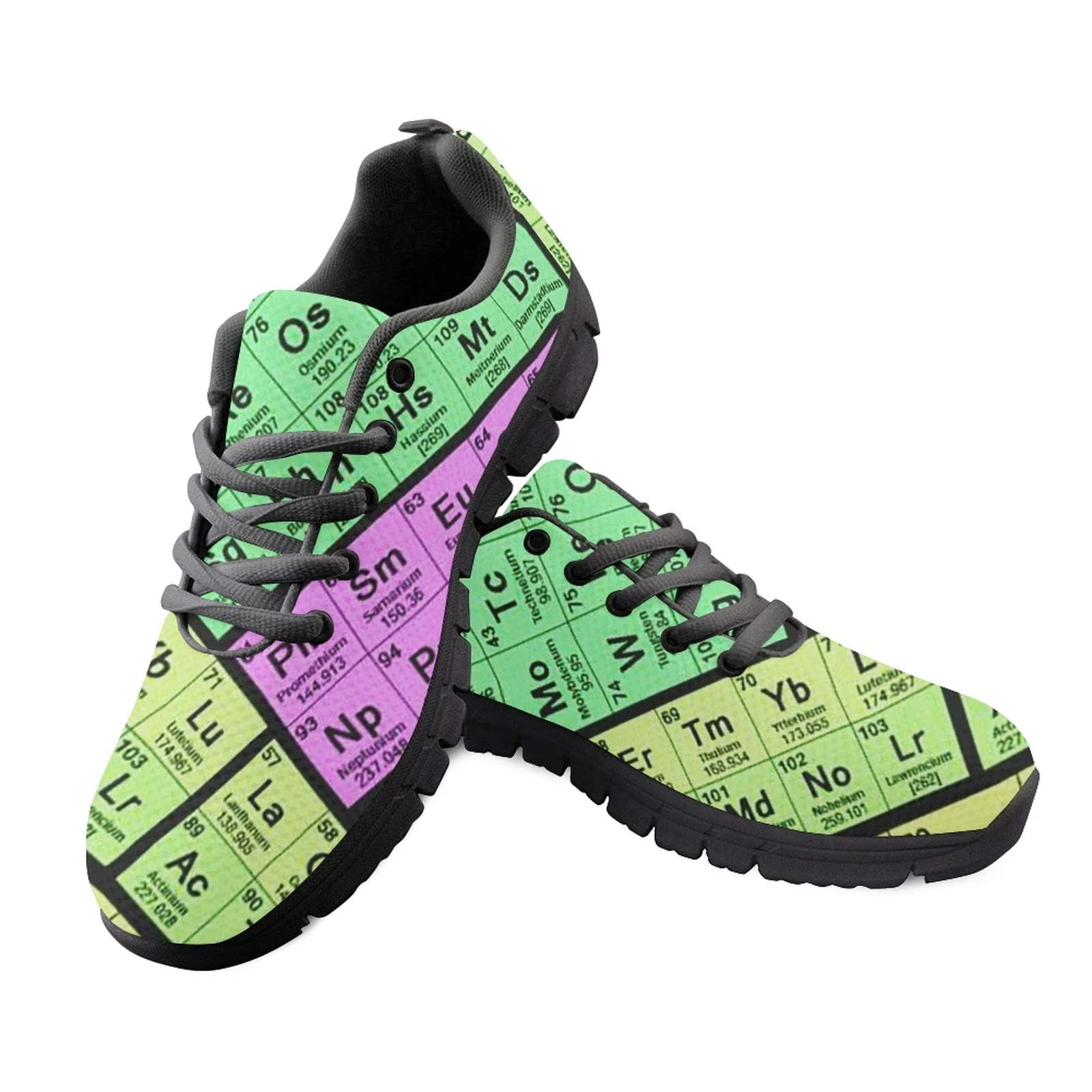 Periodic Table Print Mesh Sneakers Shoes for Women Sport Running Jogging Shoes Spring Summer Plus Size Flats Men Casual Shoes