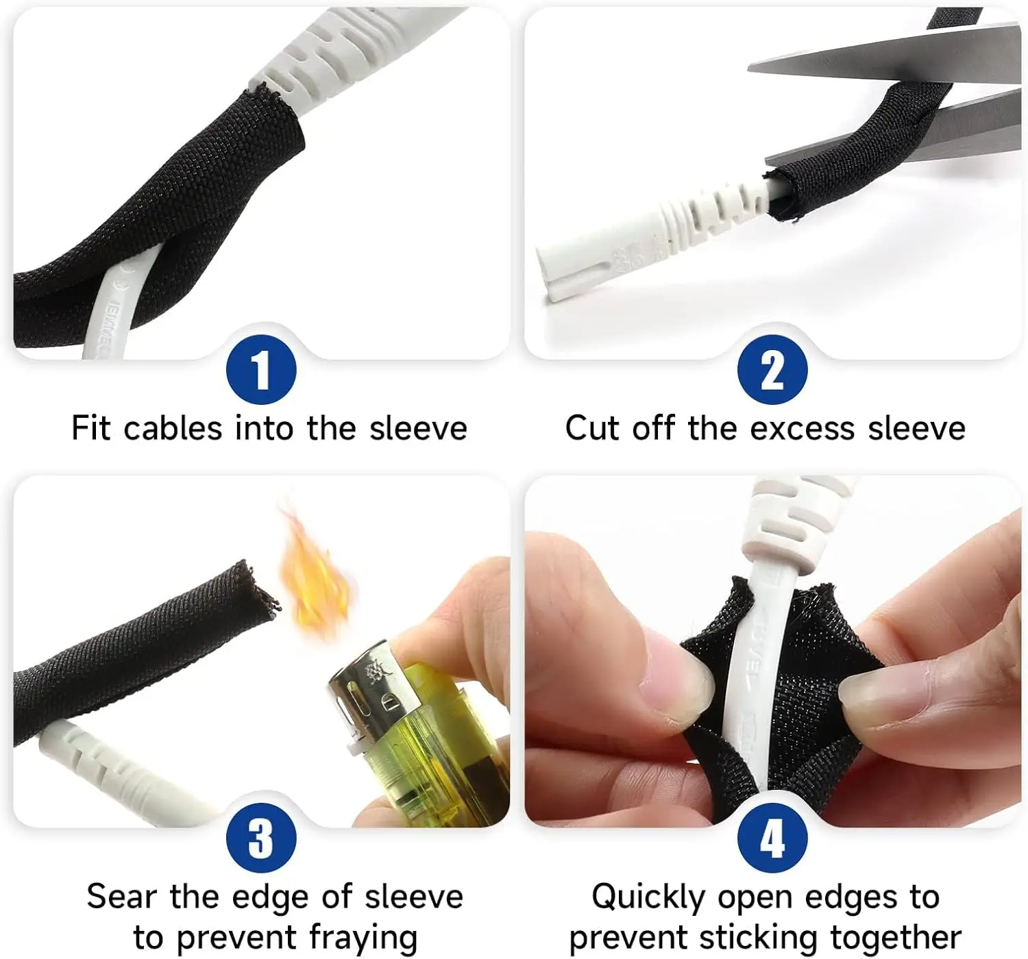 1/2/5m Self Closing PET Expandable Braided Sleeve Insulated Wrap Self Close Sleeved Cable Protecter Self-Closed Cable Organiser