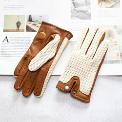 Guanti in pelle touch screen in pelle di capra Moto da donna senza fodera Four Seasons Thin Car Driving Driver con dita intere