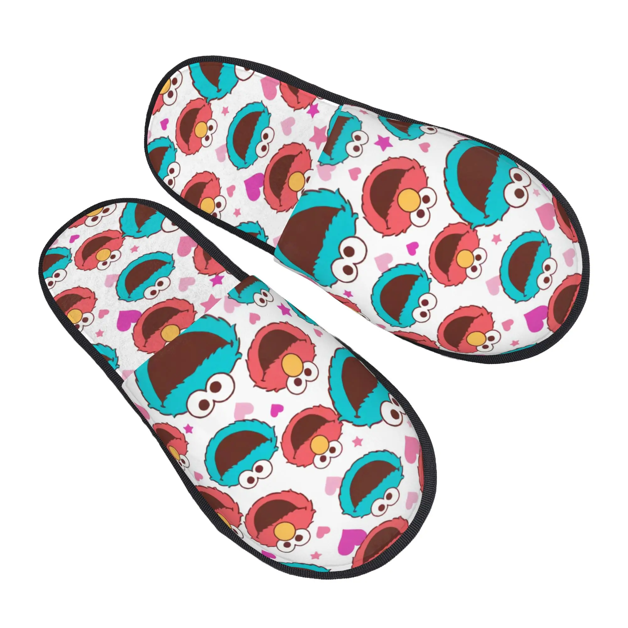 Custom Cookies Anime Monsters House Slippers Women Soft Memory Foam Elmo Cartoon Slip On Spa Slipper Shoes