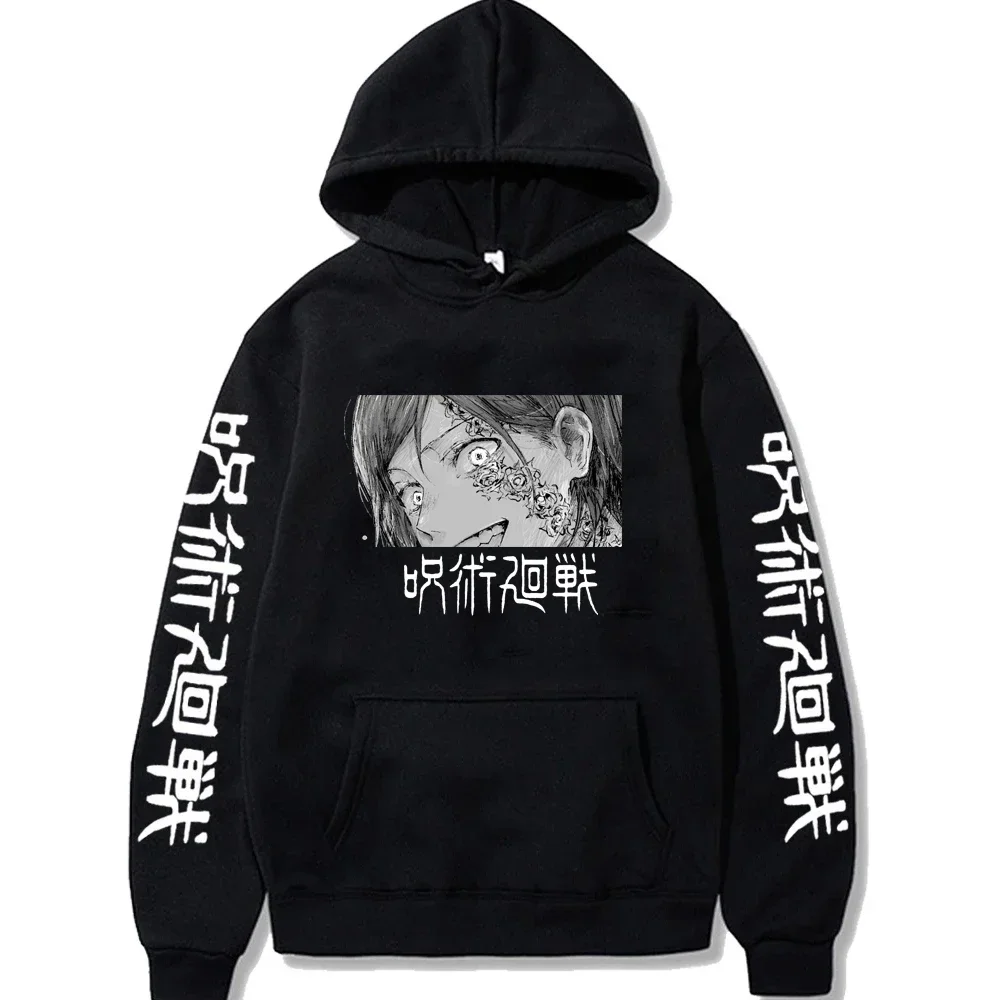 

Fashion Anime Jujutsu Kaaiisen Kugisaki Nobara Hoodies Cool Cartoon Black And White Print Harajuku Streetwweear Casual Sweatshir