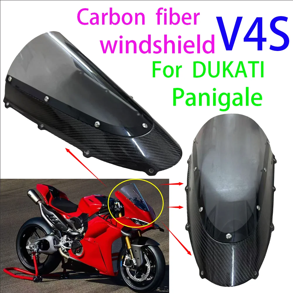 

Windscreen For DUCATI Panigale V4 V4s Motorcycle Carbon Fiber Front Windshield Wind Shield Air Deflector2025+