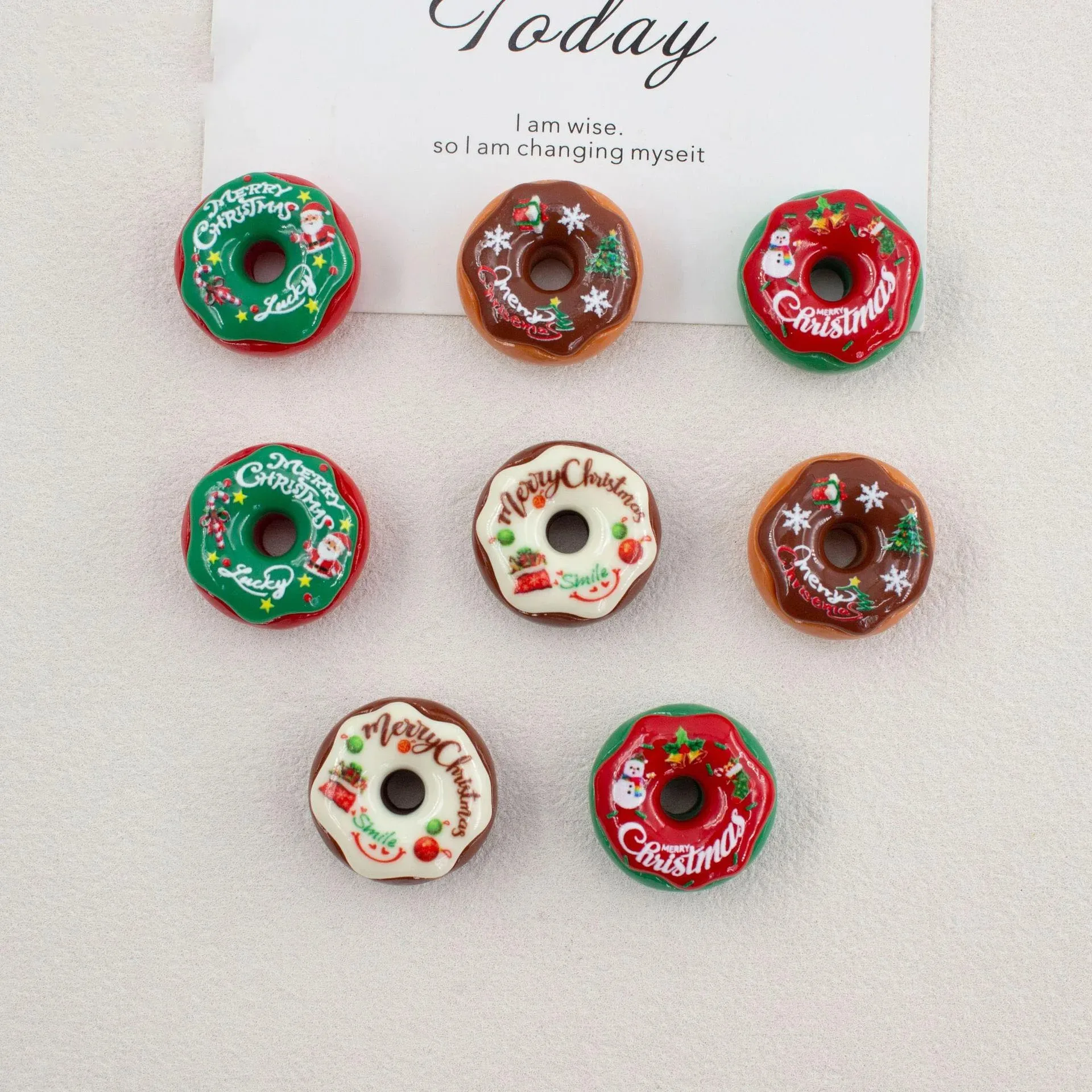 10pcs New Christmas doughnut resin pendant diy andemade Jewelry accessories making for Key chain Necklace Phone case decoration