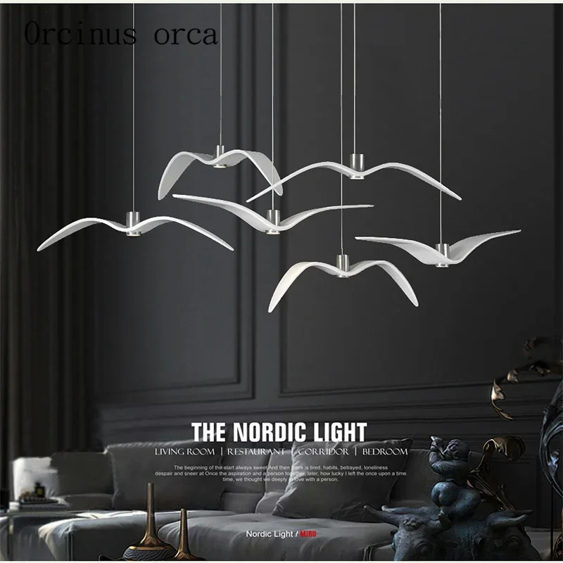 

Nordic creative seagull chandelier modern minimalist fashion art bar bedroom dining room lamp Postage free