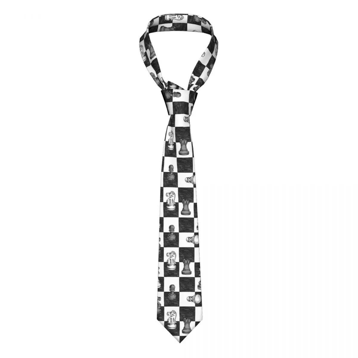 Black And White Chess Neckties Unisex Polyester 8 cm Neck Tie for Men Skinny Wide Daily Wear Gravatas Gift