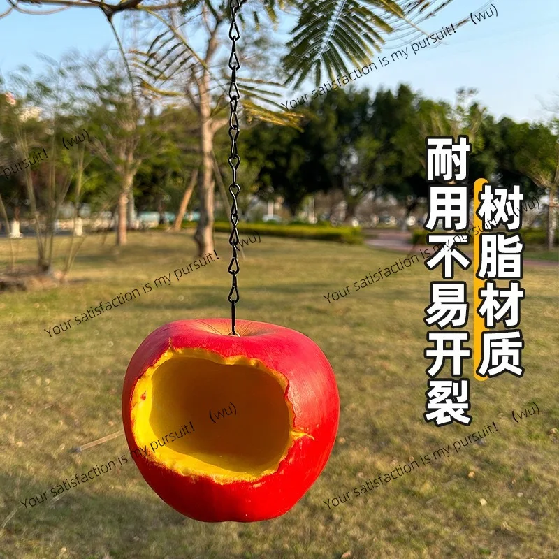 Bird Feeder Outdoor Garden Tree Pendant, Pear/Apple, Decorative Resin Hanging Bird Feeder
