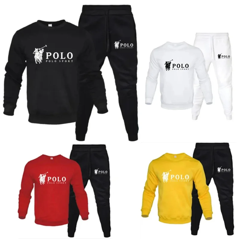 

Autumn and winter fashionable fitness outdoor casual sports set, men's round-neck pullover, jogging pants two-piece set