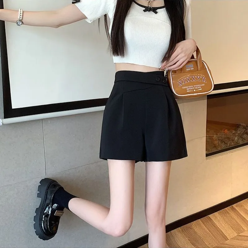 Shorts femmes été tempérament Harajuku bureau dame solide Simple élégant tout-match Baggy décontracté Mujer populaire confortable Chic