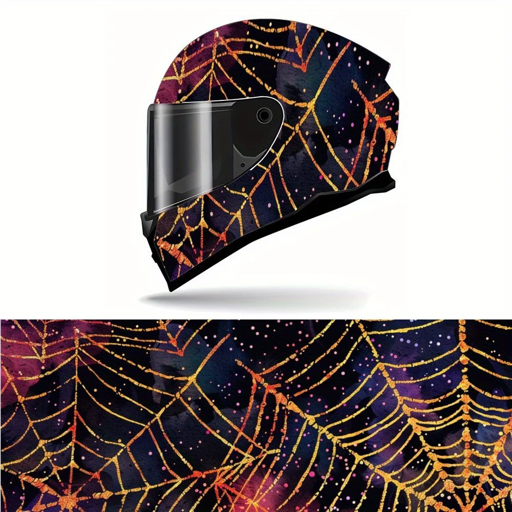 

Mystic Stellar Vast Starry Sky Golden Spiders Web Print Full Helmet Wrap Sticker Motorcycle Helmet Racing Graphic Decal Vinyl Wr