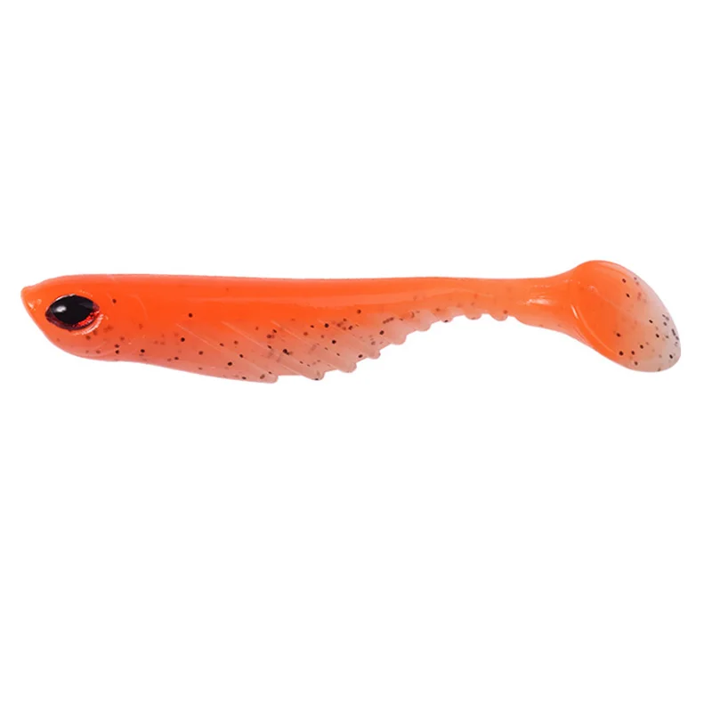 5 Pcs 3D Eyes Silicone T Tail Soft Bait 7cm 2.8g Double Color Rubber Artificial Baiits Bass Trout Jigging Wobblers Fishing Lures