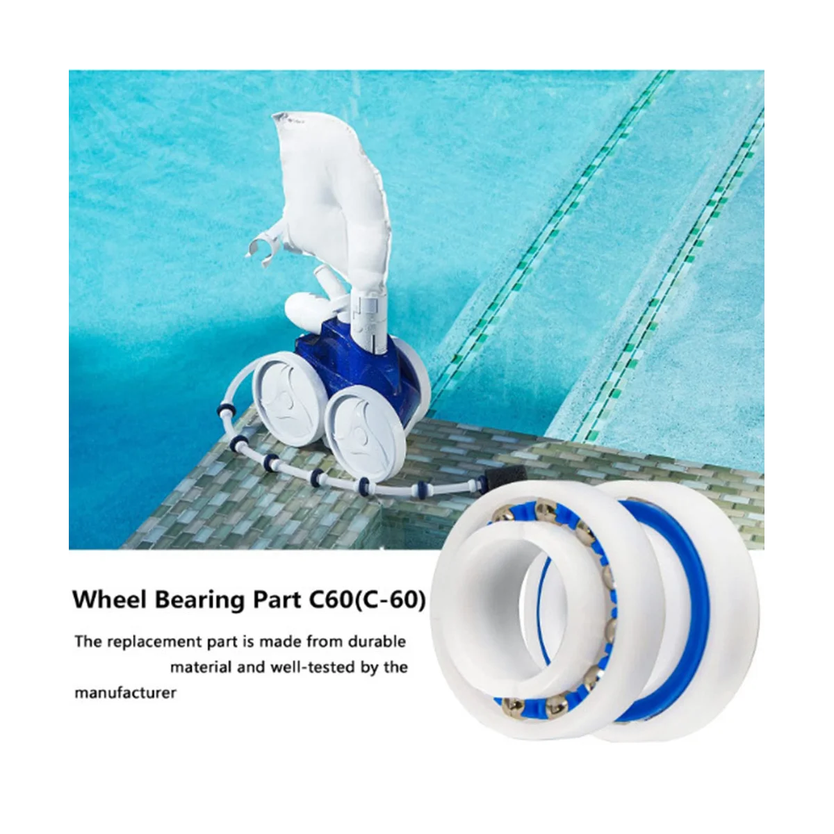 A06P-12 Pack Bearing Replacement Wheel for Polaris Pool Cleaner C60 C-60 180 280 Swimming Pool Cleaners Parts