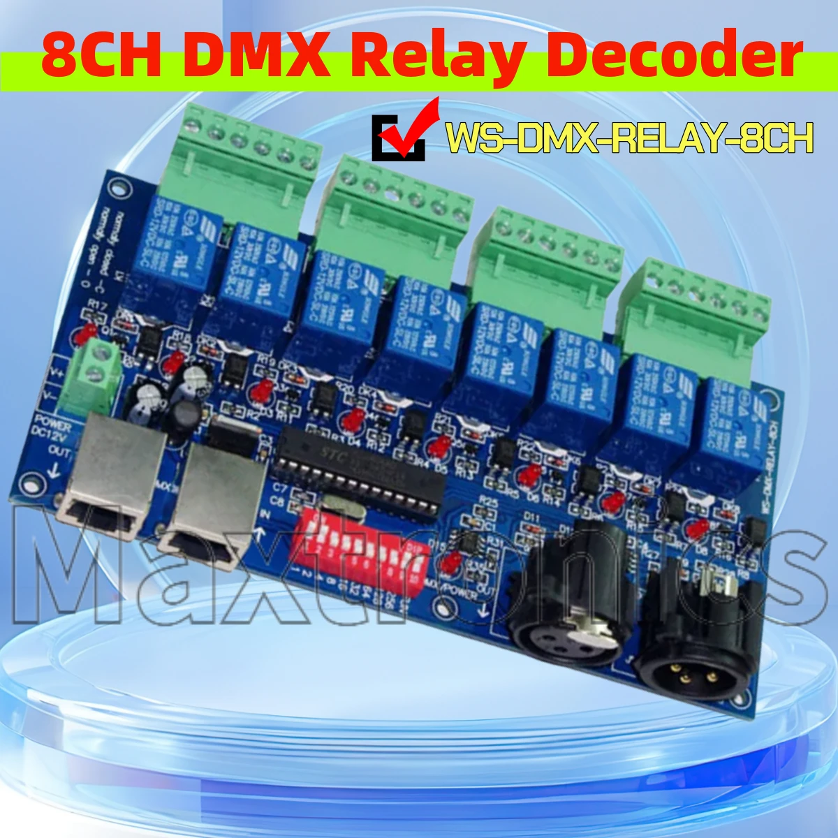 

НОВЫЙ 8-контактный релейный переключатель DMX512, контроллер WS-DMX-RELAY-8CH DMX512, управление реле, 8-позиционный релейный переключатель 10A * 8 каналов для светодиодной лампы