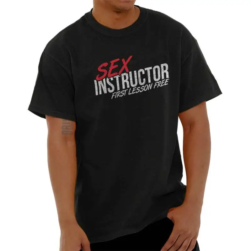 مدرب الجنس دروس مجانية مضحك Pun الفكاهة رجل عارضة Crewneck تي شيرت
