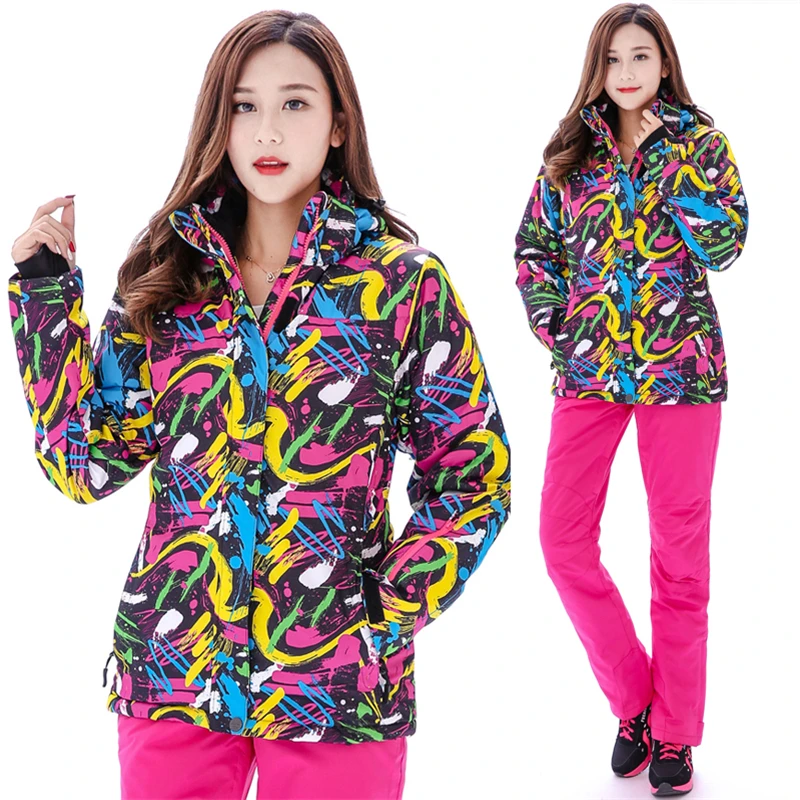 여성용 스노보드 슈트 세트, 스노우웨어, 방수, 방풍, 아웃도어 코트, 스키 의상, 재킷, 스트랩 팬츠, 비브, 저렴한 가격