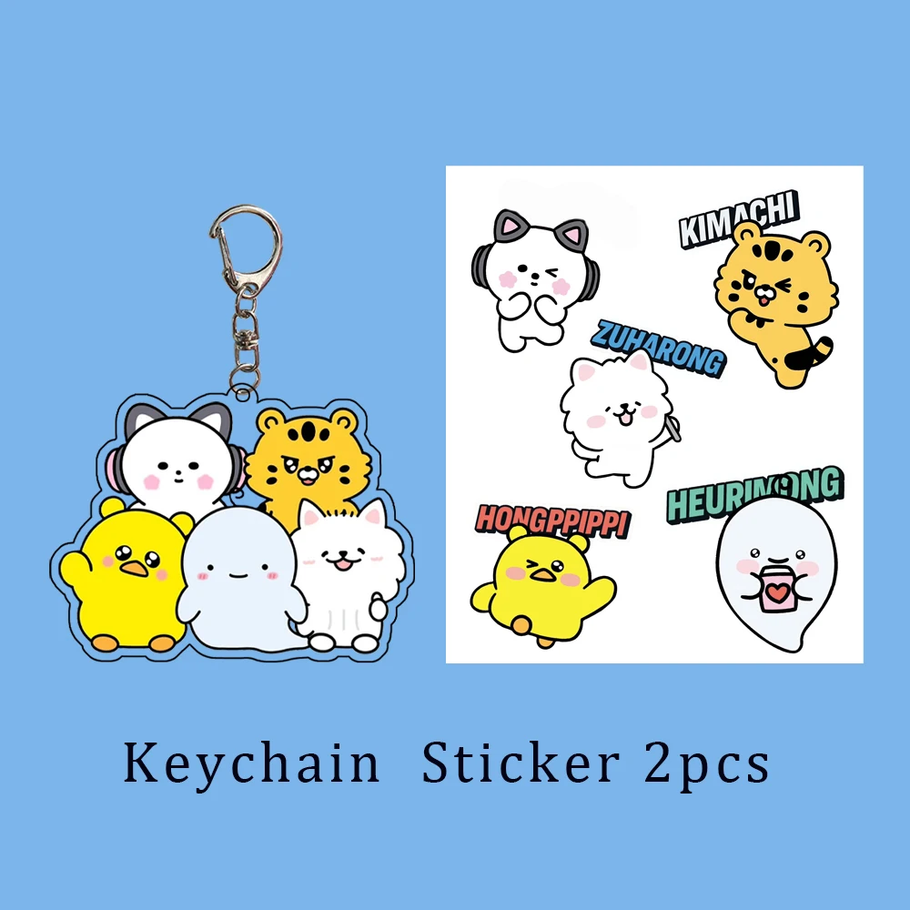 Kpop Idols KAZUHA CHAEWON Keychain Sticker 2Pcs/Set Cartoon Cute Acrylic Printing Pendant PVC Waterproof Self-adhesive Sticker