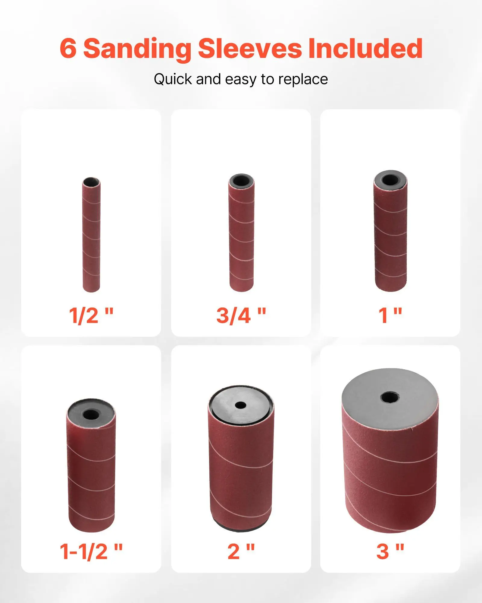 2000RPM 振動スピンドルサンダー ベンチトップ、6つのサンディングスリーブ（1/2～3インチ）とダストポート付き、家具仕上げ、工芸品の研磨用