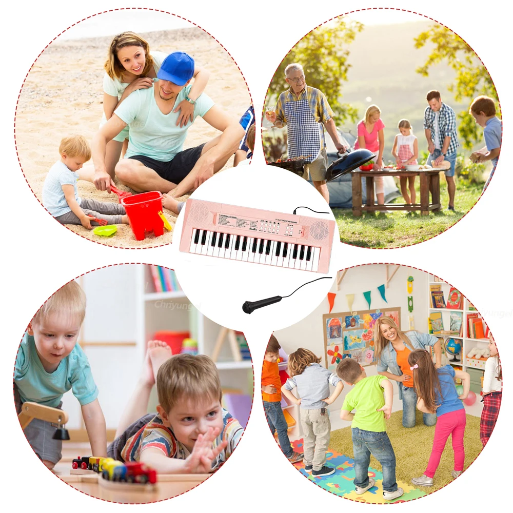 Chriyungel 37 teclas crianças teclado eletrônico piano com microfone instrumento musical brinquedos educativos presente para menino menina criança