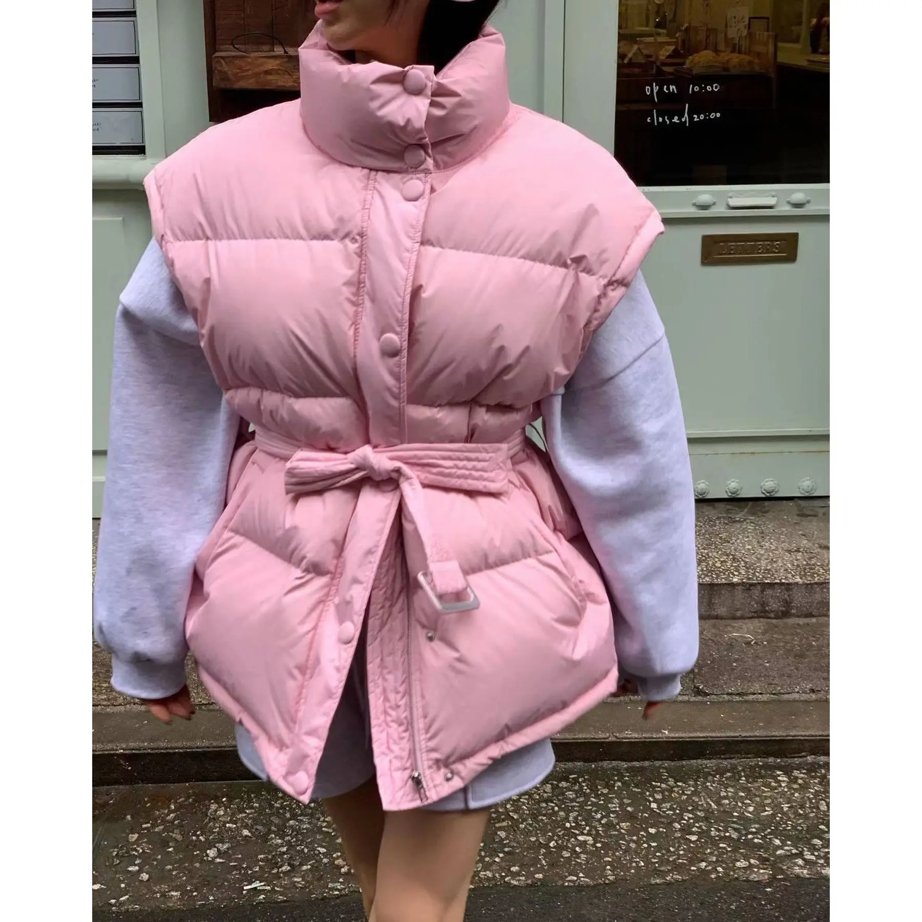 Débardeur en duvet de coton pour femme, ample, col montant, sangle, nouvelle collection automne/hiver 2025