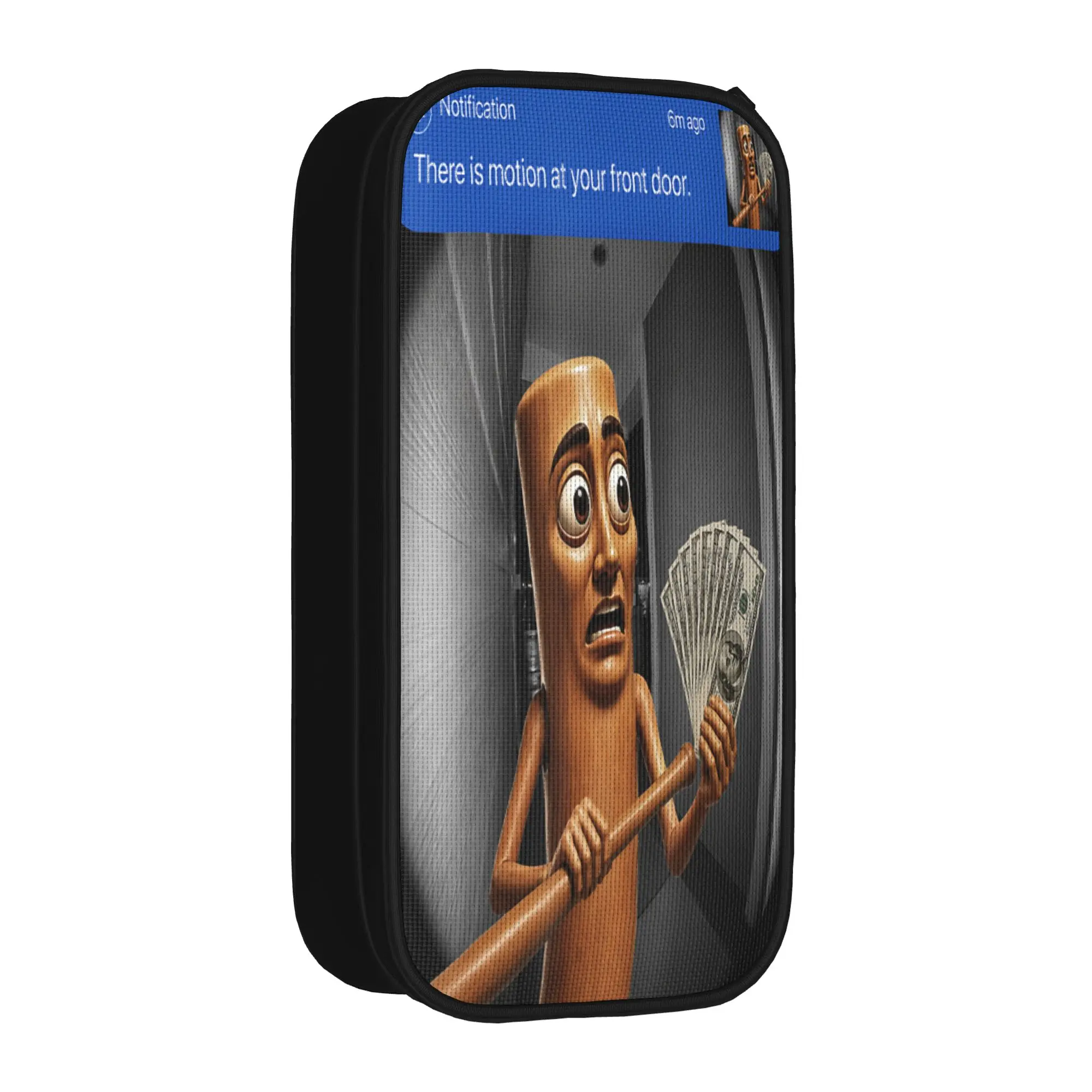 There is Motion At Your Front Door Tung Sahur Meme Pencil Case Canvas Pen Box Boy Girl Aesthetic School Pencil Cases Stationery