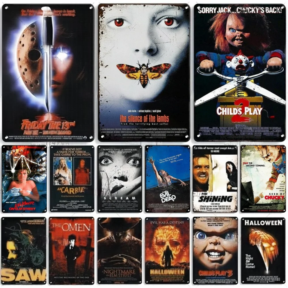 Classic Horror Movie Metal Plaque Retro Decorative Plate Bar Club Wall Decoration Rusty Metal Tin Sign Garage Club Metal Poster
