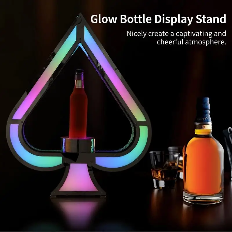 Glow Bar Wine Bottle Display Ace Spades Bottle Presenter Multiple Lighting Modes Remote Control Glowing Champagne Display Stand