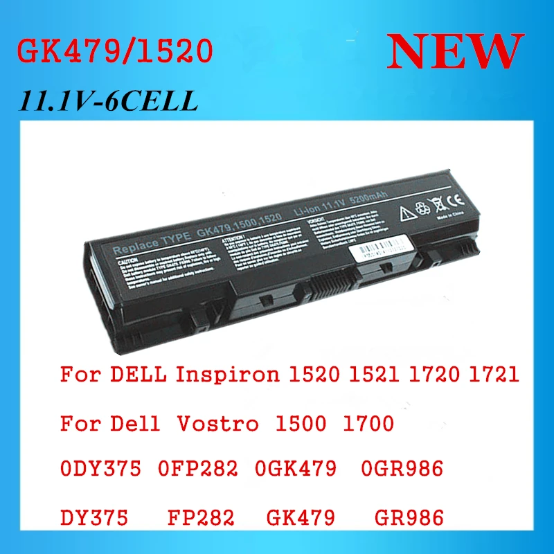 

Laptop Battery For Dell Inspiron 1520 1521 1720 1721 For Vostro 1500 1700 312-0590 312-0594