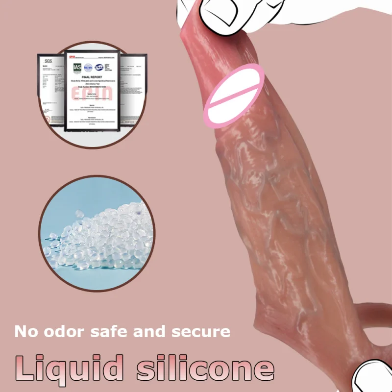 سميكة واقعية القضيب كم كبير مفتوح العضوية القذف ديك الأكمام سيليكون دسار غمد الديك توسيع الجنس لعب للرجال #4