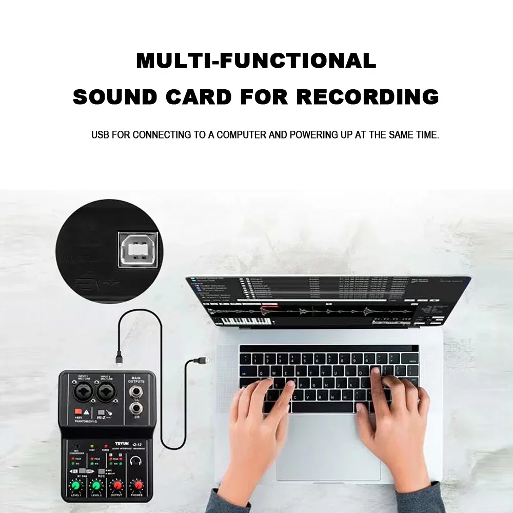 Likheung 2 Channels Professional portable Audio Interface sound card console mini USB MIXER for Guitar Recording Studio Singing