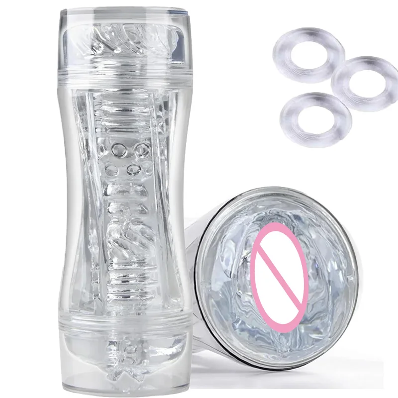 Masturbador Manual 3D para Hombre, Vagina Transparente, Juguete Sexual Realista, Ejercicio de Resistencia para Adultos, Copa de Bolsillo para Hombre