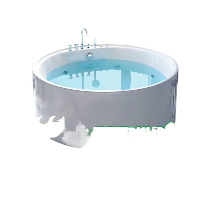 

Independent round bathtub household acrylic thermostatic massage double bathtub small apartment