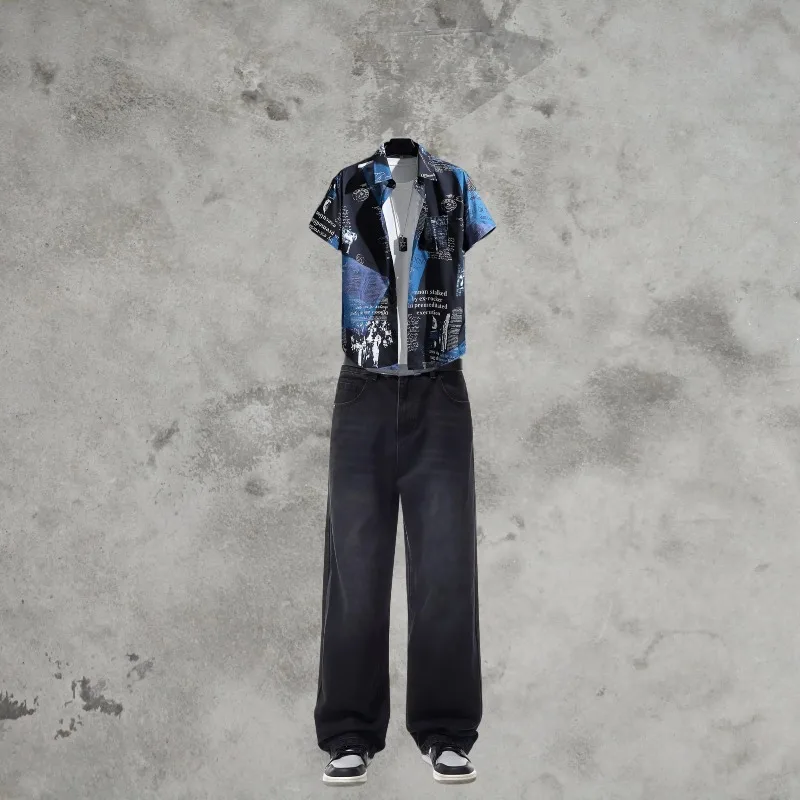 

Топы и джинсы, рубашки и брюки с короткими рукавами, мужские рубашки с короткими рукавами и принтом, тонкие