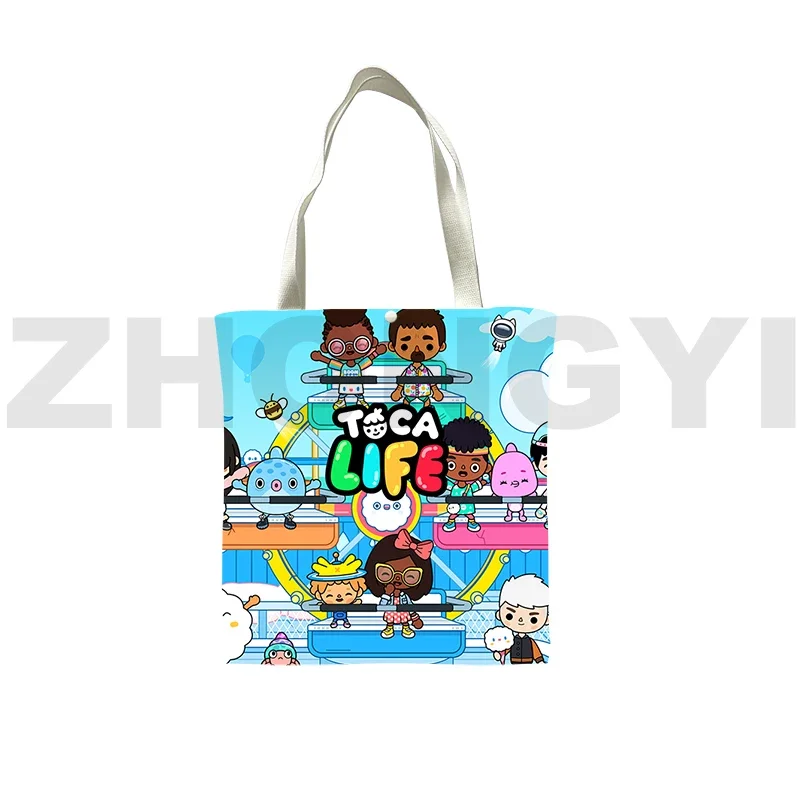 Fashion Travel Toca Life World Game 3D Shopping Bag Lovely Cartoon Toca Boca Tote Bag Korean Style Harajuku Anime Shoulder Bags