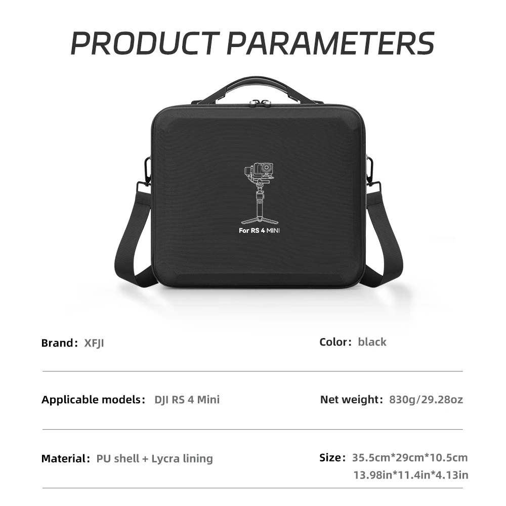 XFJI Storage Bag for DJI Ronin RS 4 Mini Combo Gimbal Stabilizer Accessories Portable Nylon Hard Shell Carrying Case Organizer view 6