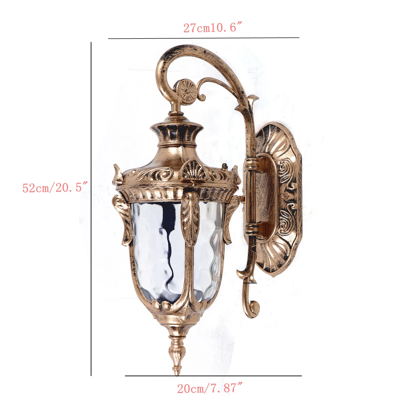 Outdoor Vintage Wall Lamp, Wall Mount Light Fixture with E26 Standard Lamp Holder and Glass Lampshade for Entrances, Gates