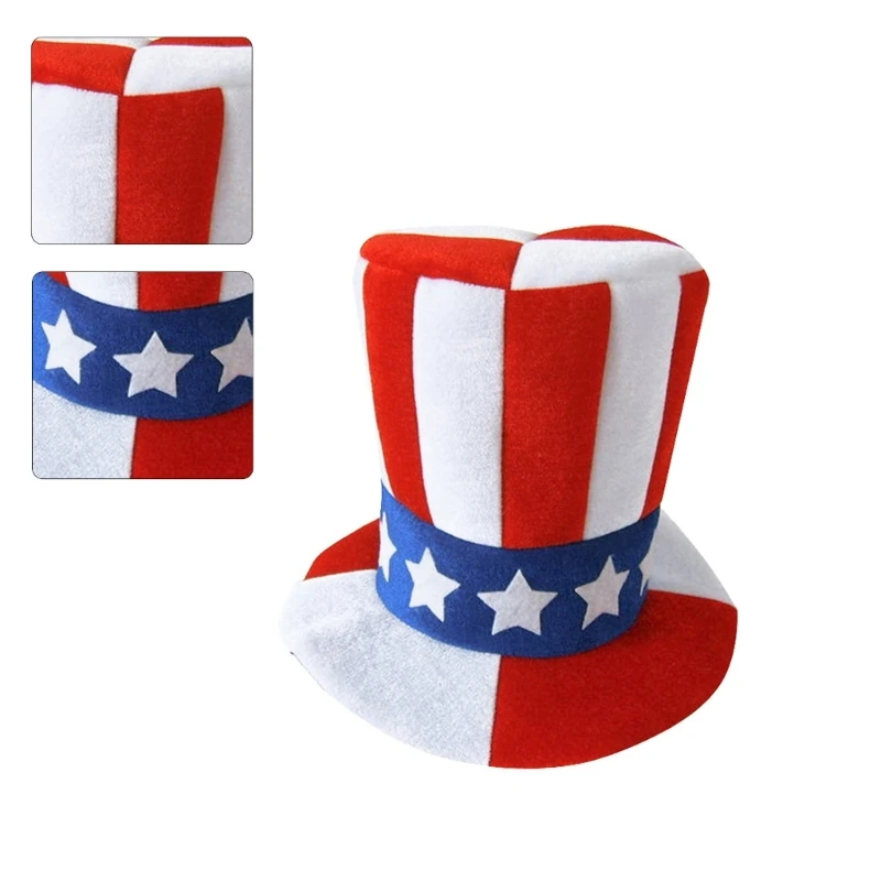 652F Flags Julycostume Pillbox Top Hat وطنية لحفلات شاي كوكتيل الأوبرا