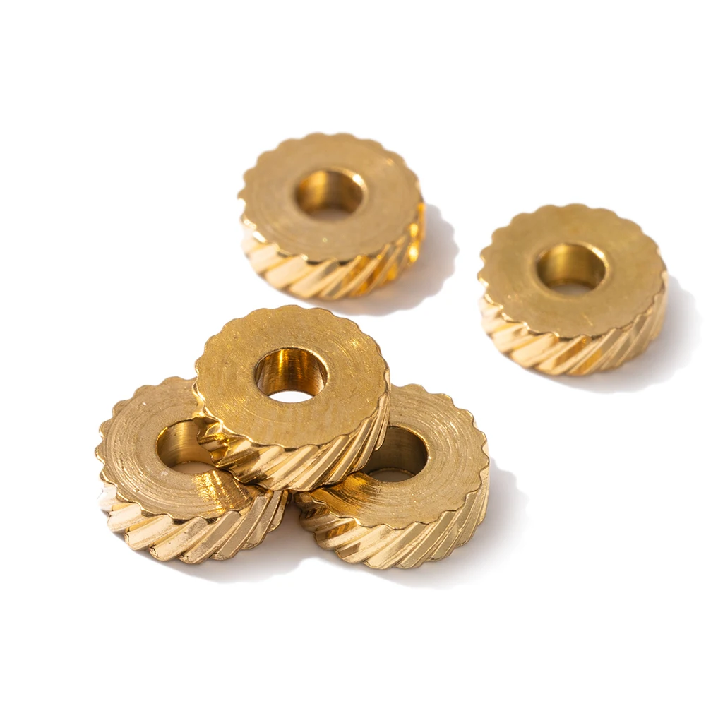 20Pcs/Lot Stainless Steel Texture Flat Beads Spacer Beads For DIY Bracelets Necklace Jewelry Making Supplies Finding Accessories
