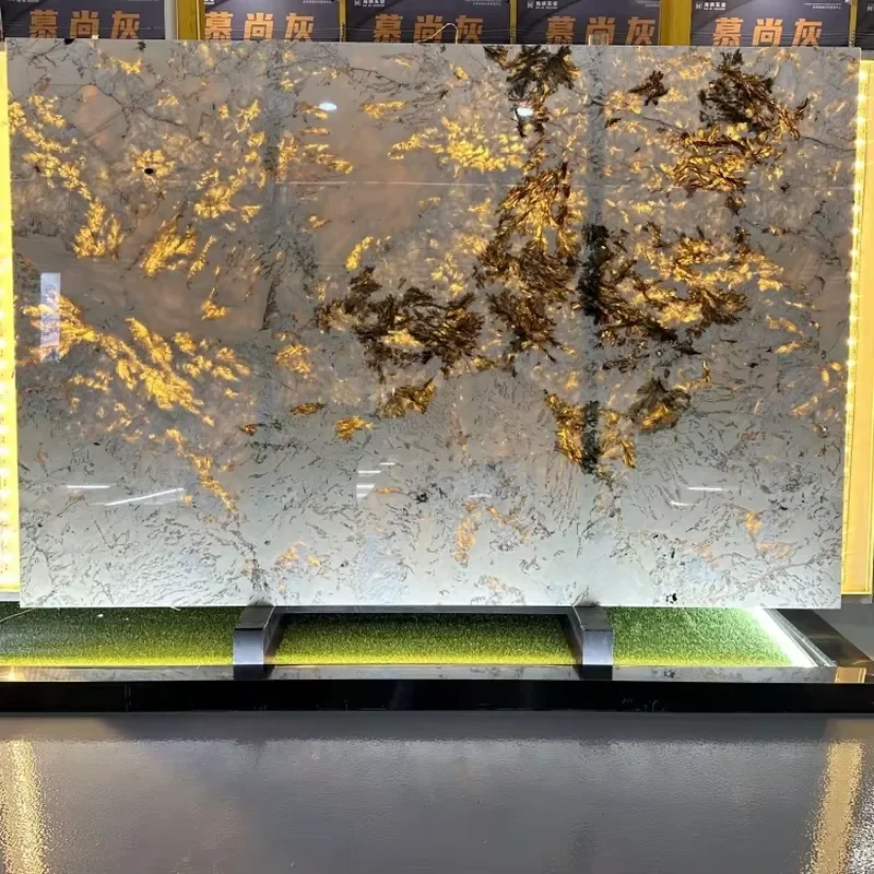 Hot Sale Natural Marble TV Wall Units Natural Stone Background in Living Room Polished Granite for Villas