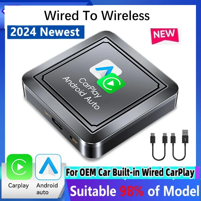 2in1 Wired To Wireless CarPlay Dongle Wireless Android Auto Box For Car Radio with Wired CarPlay All in One Box ﻿ 2024 Newest