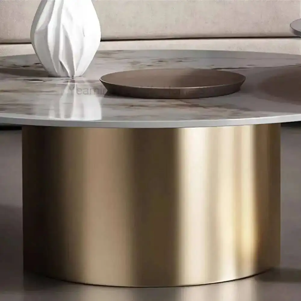 

Round Modern Coffee Table Living Room Light Luxury Nordic Sofa Table Metal Aesthetic Table Basse Pour Salon Home Furniture