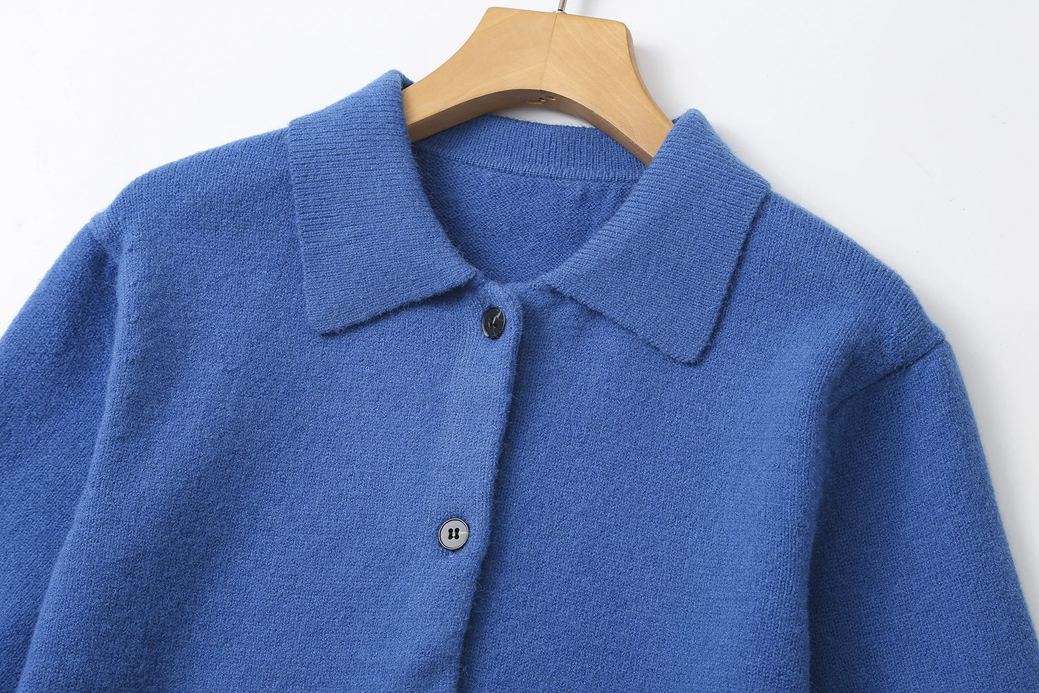 Ethereal  2024  autumn new style of Women's casual commuter style blue polo collar short-sleeved knit cardigan jacket