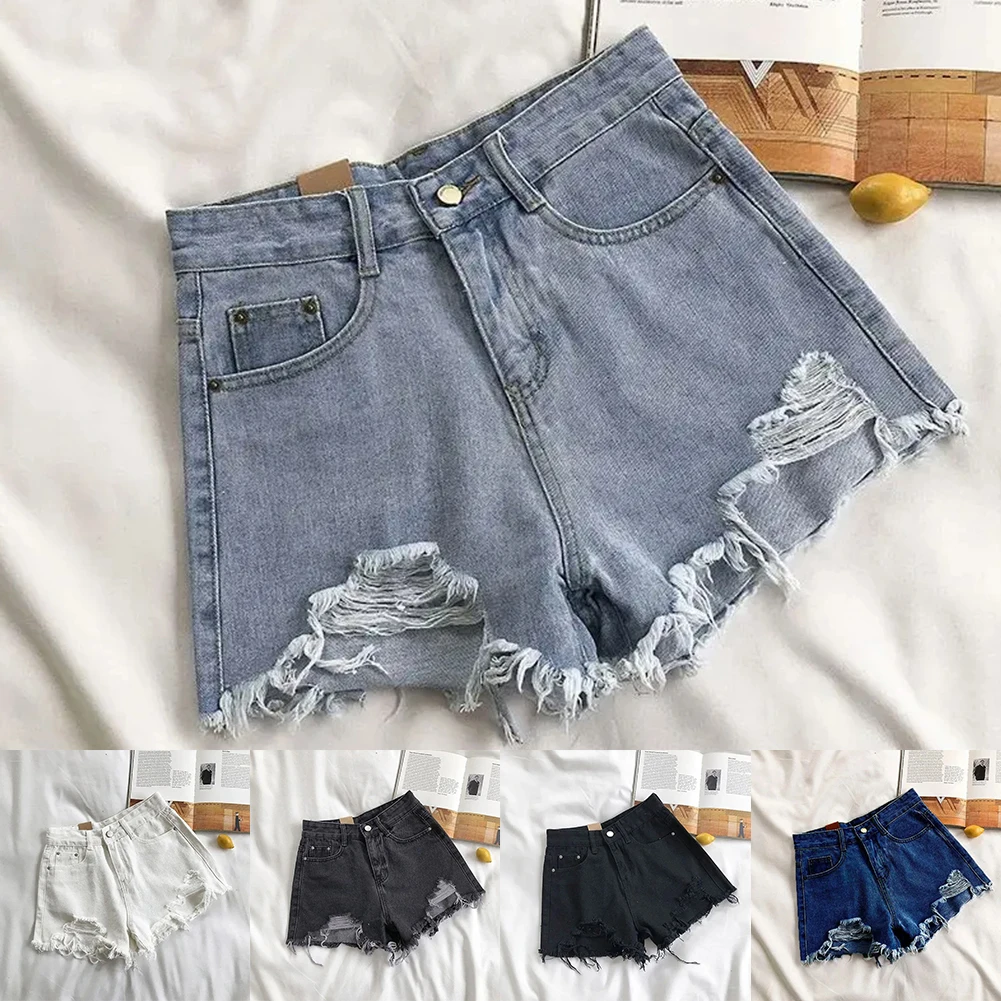 

Womens Summer Casual Shorts High Waist Ripped Loose Wide Leg Pants Korean Versatile Shorts Female Street Wide Leg Short Pants