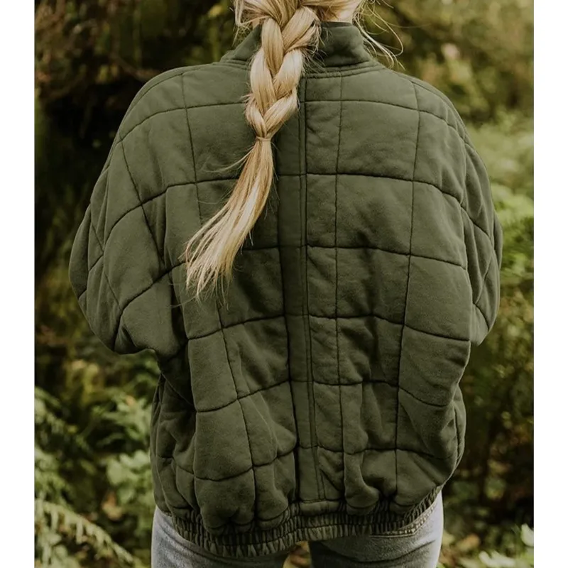 الشتاء سترة قطن امرأة خمر سميكة معطف دافئ الإناث المتضخم فضفاضة طويلة الأكمام جيب جاكيتات سيدة سستة أبلى