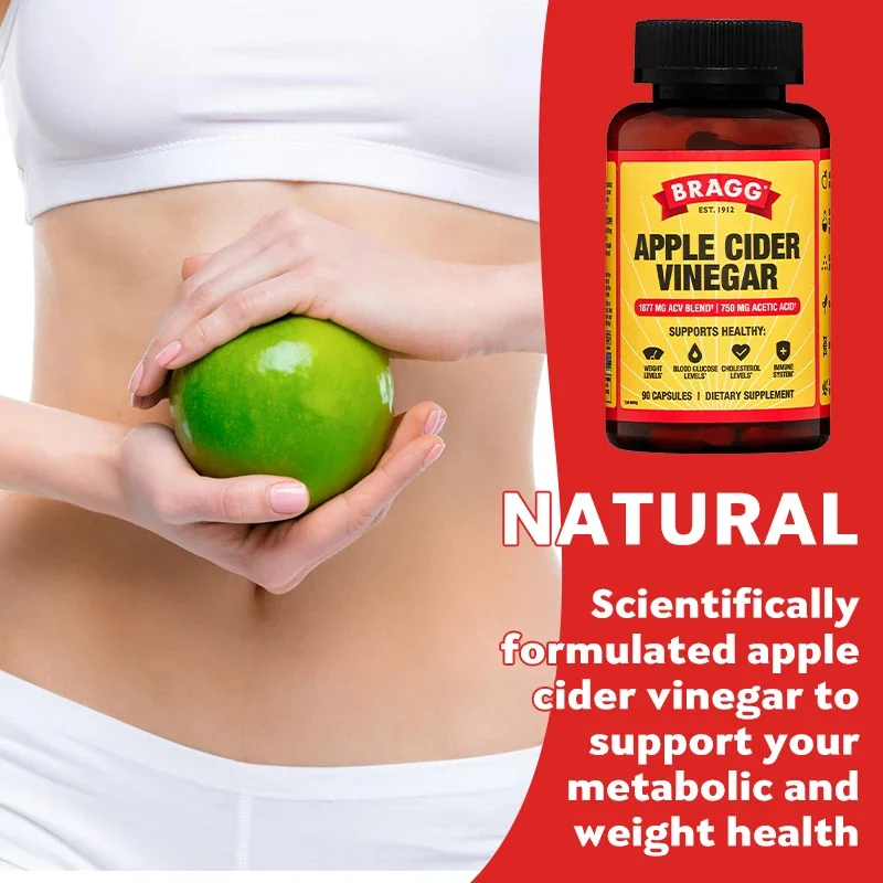 Bragg Apple Cider Vinegar Energy - Vitamin D3 & Zinc, 1877mg ACV + 750mg Acetic Acid, Weight Management, Immunity, Cholesterol