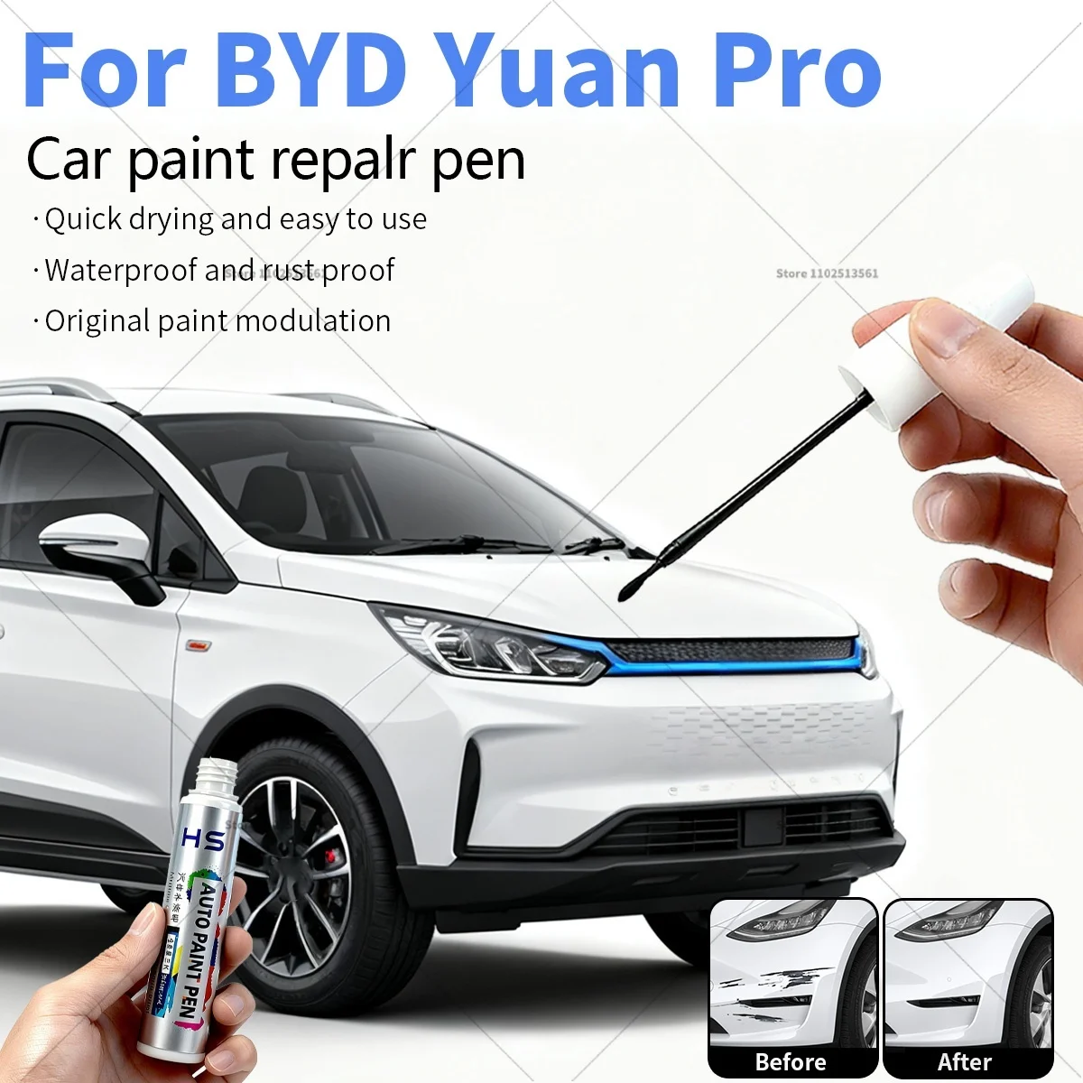 

Ручка для ремонта автомобильной краски BYD Yuan Pro, средство для удаления царапин, сделай сам, автоаксессуары, розовый, белый, BYS KW, синий 056, красный, BFL, серый