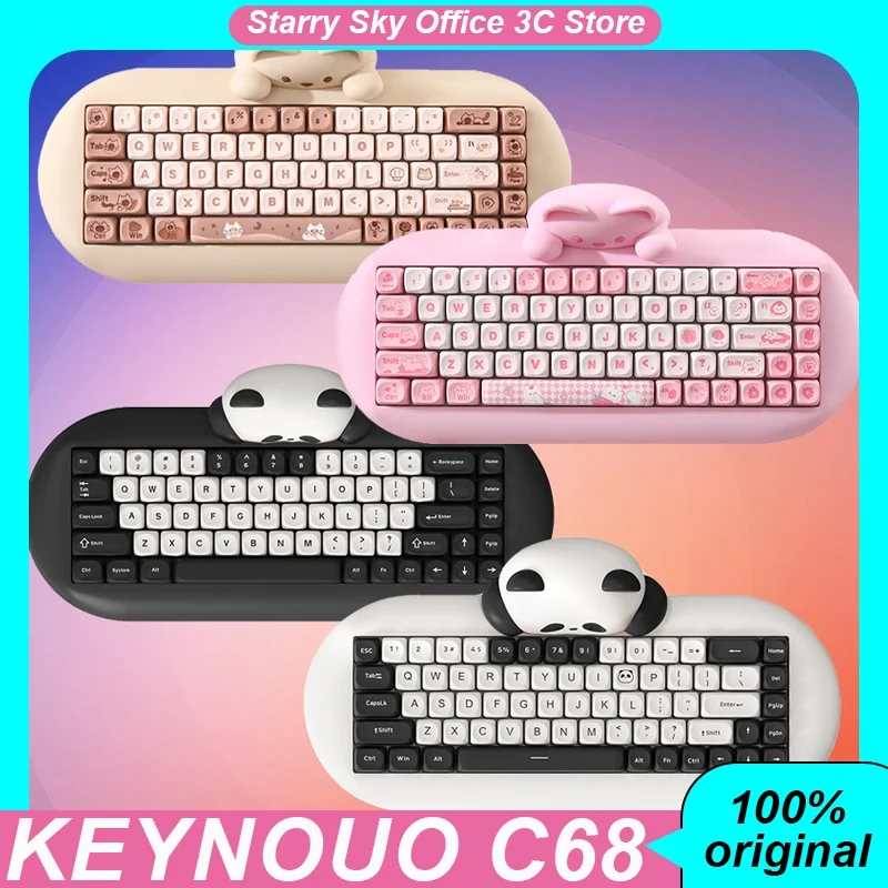 Keynouo C68 Mechanical Keyboard Wireless Bluetooth 3mode Ergonomics 68keys Keycaps Hot Swappable Rgb Customized Gaming Keyboard