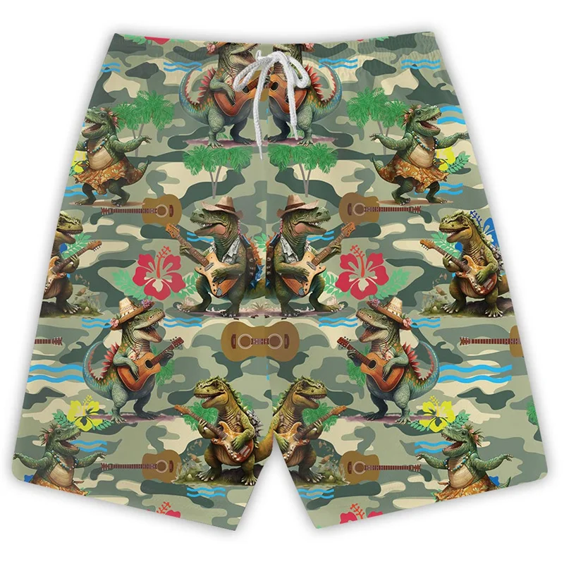 Dinosaur Beach New 3d Printing Men Shorts  2025 Fashion Summer Animal Graphic Swimming Trunks Drawstring Board Shorts