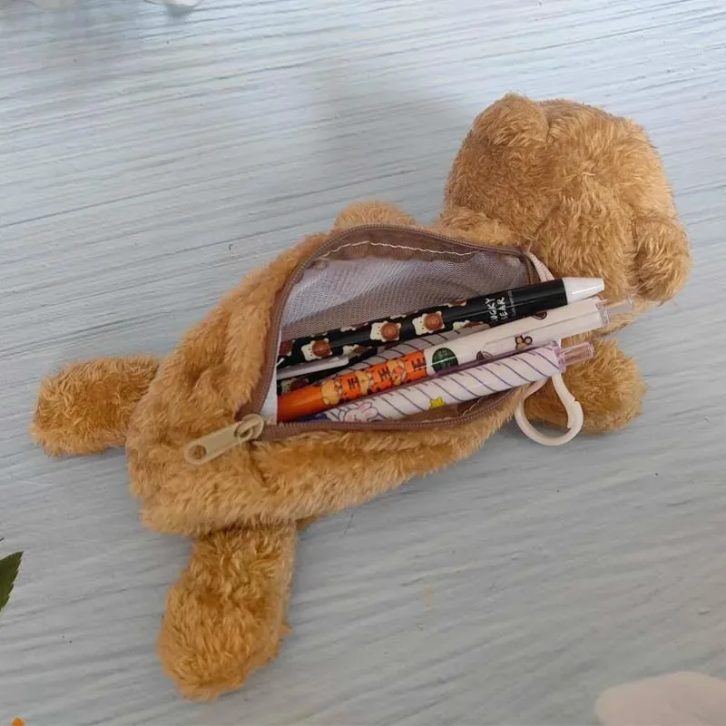 Creativo pinguino/orsetto peluche cartone animato animale astuccio simpatico giocattolo per bambini astuccio per penna ciondolo borsa scuola Kawaii